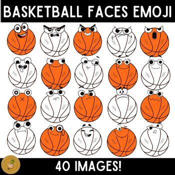 Basketball Faces Emoji Clip Art - Emotion Faces Clipart by Happy Onion ...