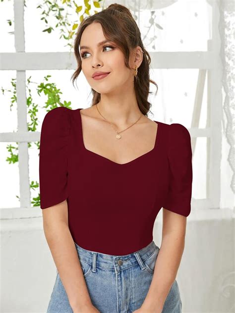 Buy Dream Beauty Fashion Sweetheart Neck Puff Sleeve Top Tops For Women 24949022 Myntra