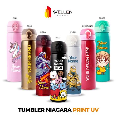 Jual Custom Tumbler Niagara Print Custom Termos Botol Cetak Uv Nama