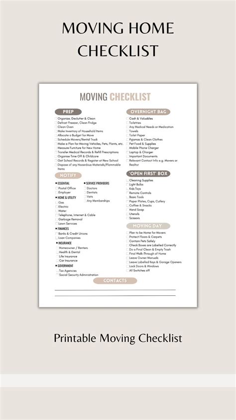 Moving Checklist Moving Checklist Printable New Home Checklist