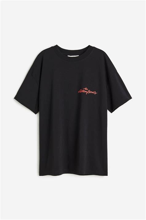 Oversized Printed T Shirt Black The Rolling Stones Ladies Handm Us