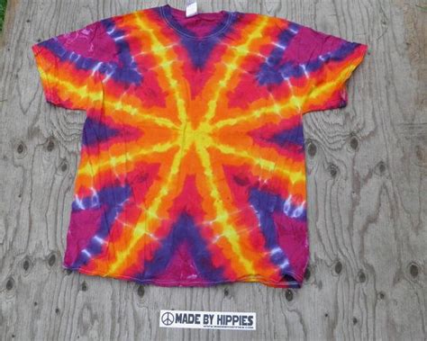 Golden Starburst On Purple Tie Dye T Shirt Gildan Size Xl Etsy Tie