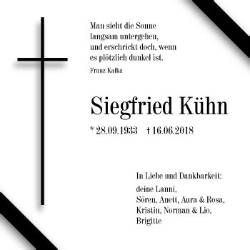 Traueranzeigen von Siegfried Kühn abschied nehmen de