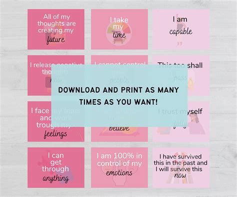 Mental Health Card Printables Anxiety Affirmation Cards Stress Relief