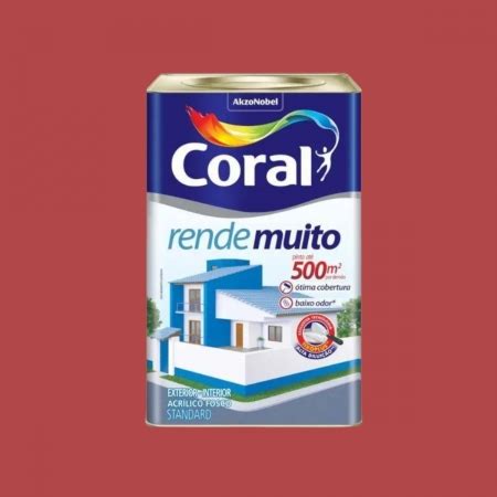 Tinta Coral Rende Muito Acrílica Fosca Vermelho Cardinal 18 Litros