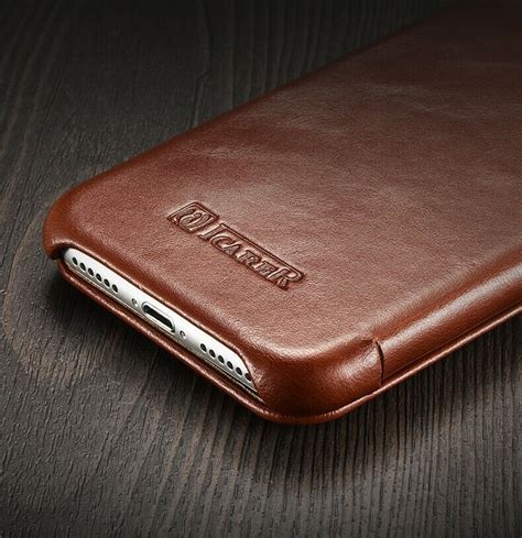 Icarer Curved Edge Vintage Genuine Leather Folio Case Fo Iphone