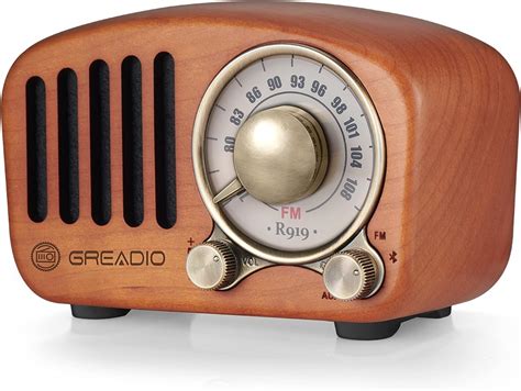 Vintage Radio Retro Bluetooth Speaker Greadio Cherry Wooden Fm Radio