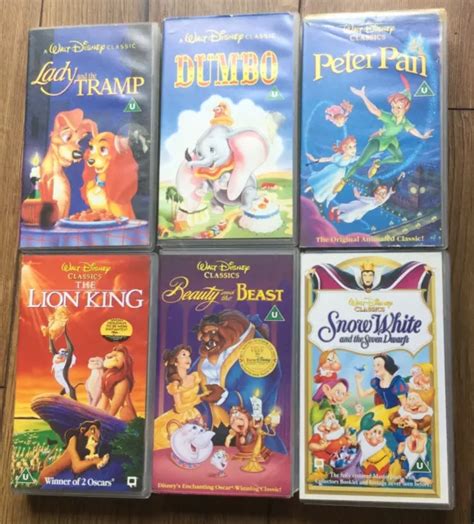 6 DISNEY VHS Tapes Snow White Peter Pan Dumbo Lion King Lady The