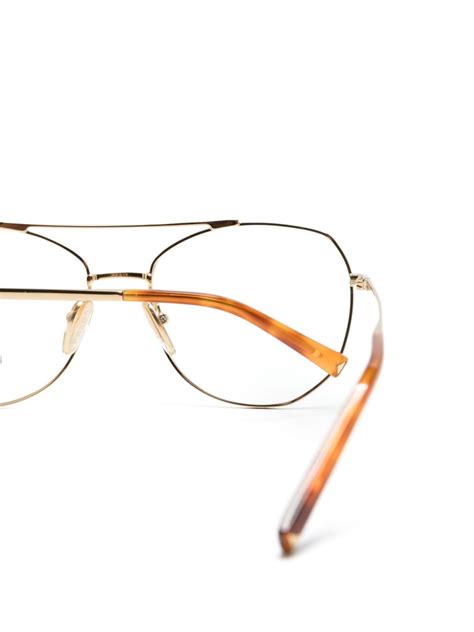 Prada Eyewear Pilot Frame Glasses Gold Farfetch Uk