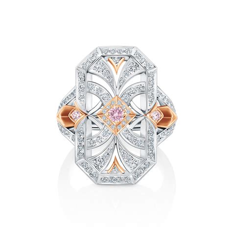 Saoirse Platinum And Ct Rose Gold Art Deco Inspired Dress Ring With