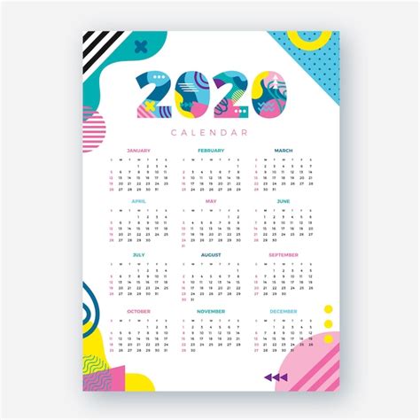 Plantilla De Calendario Abstracto 2020 Vector Gratis