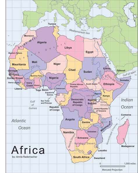 TẢi Bản đồ Các Nước Châu Phi Africa Map Khổ Lớn 2023