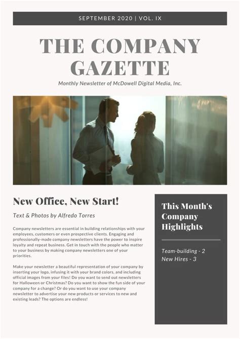 Page 2 Free Custom Printable Company Newsletter Templates Canva