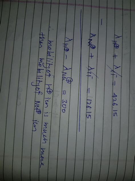 The Equivalent Conductance Infinite Dilution Of Hcl And Naclare