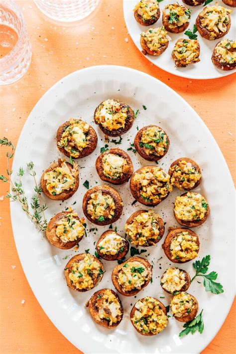 Creamy Vegetarian Stuffed Mushrooms Live Eat Learn