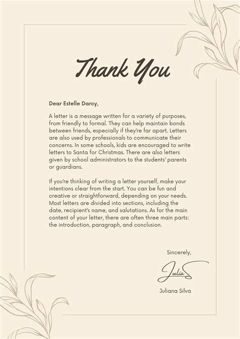 Formal Thank You Letter