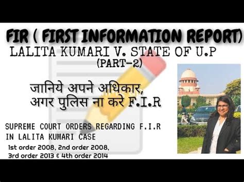 F I R Orders Of Supreme Court In Lalita Kumari V State Of U P Part