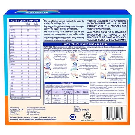 Bonna Stage 1 Infant Formula For 0 To 6 Months Bag In Box 12kg 400g