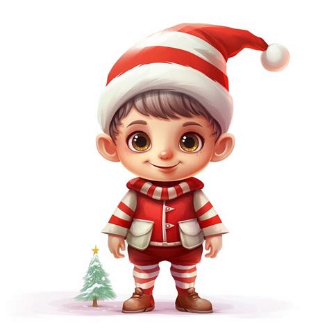 Premium Ai Image Festive Elf Cute Christmas Elf Wearing Santa Hat