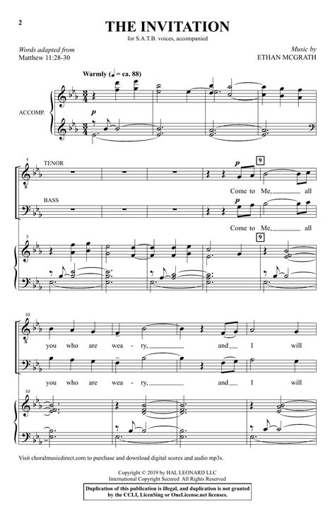 The Invitation Satb Choir Online Noten Von Ethan Mcgrath Smd 429467