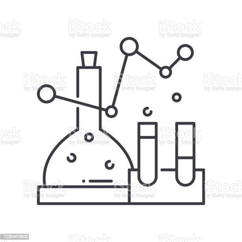 Icône Danalyse Chimique Illustration Linéaire Isolée Vecteur De Ligne Mince Signe De Conception