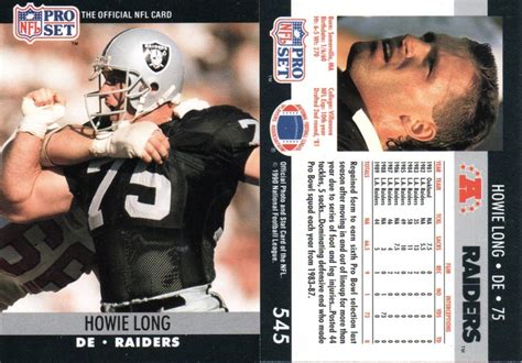 1990 Howie Long Raiders 2 Pro Set 545 F2168