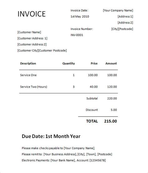 60 Microsoft Invoice Templates Pdf Doc Excel Free And Premium