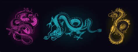 Dragon Head Neon Sign Royalty Free Vector Image