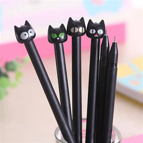 1 Pcs 05mm Creative Kawaii Cute Black Cat Gel Pens Lovely Korean