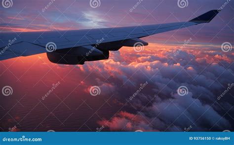 Sunrise Above the Airplane Wing Stock Photo - Image of fluffy ...