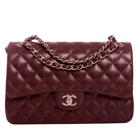 Chanel Burgundy Quilted Caviar Jumbo Classic 255 Double Flap Bag