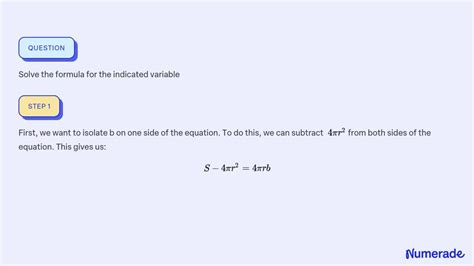 Solved Solve The Formula For The Indicated Variable S4 π R B4 π R2