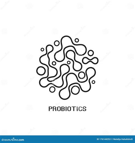 Probiotics Bacteria Logo Design Line Icon Healthy Nutrition Ingredient