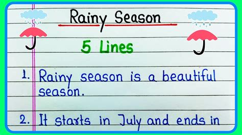 Lines On Rainy Season In English Short Essay On Rainy Season Few