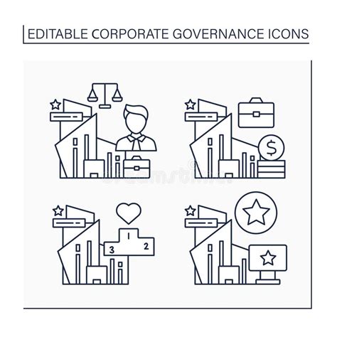 Corporate Governance Line Icons Set Stock Vector Illustration Of Values Transparency 248930355