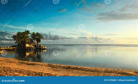 Fiji sunset stock photo. Image of horizon, orange, palm - 4129686