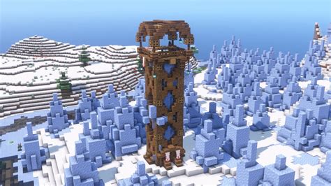 Minecraft How To Build An Ice Spikes Watchtower Tutorial Youtube