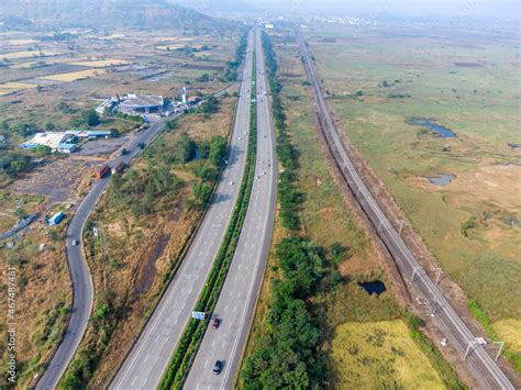 Aerial Footage Of The Mumbai Pune Expressway Near Pune India The