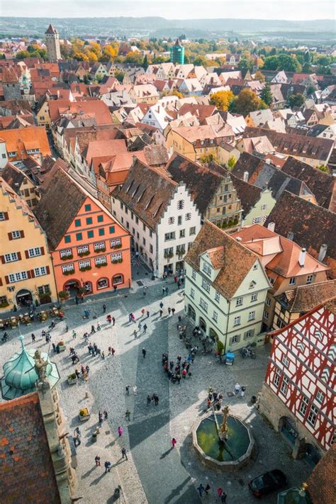 Widok Z Lotu Ptaka Rothenburg Ob Der Tauber Bawaria Niemcy Obraz