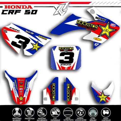 Kit Deco Rouge Bleu Pour Motocross Crf Crf Honda Cr F Crf Team