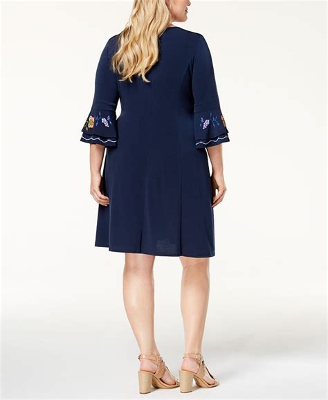 Ny Collection Plus Size Ruffled Sleeve A Line Dress Macy S