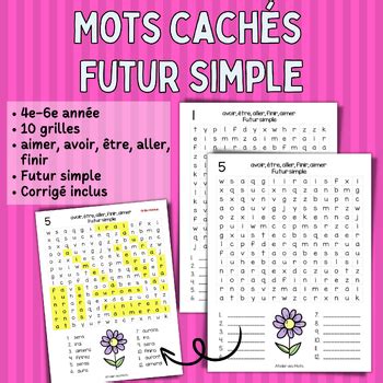 Grammar Word Search Mots Cach S Verbes Au Futur Simple By Atelier Des