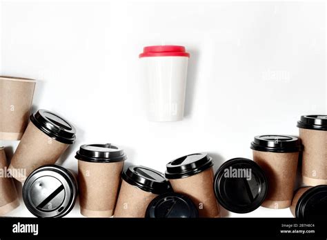 Zero Waste Concept Reusable Eco Coffee Cup Vs Multiple Single Use