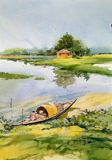 Pin By Jyoti Achar On Indian Paintings Watercolor Scenery Watercolor