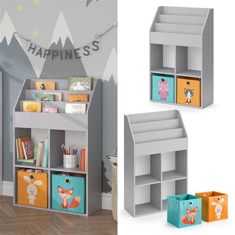 Kinderboekenkast Luigi Grijs 72 X 114 2 Cm Met 2 Vouwboxen Vicco