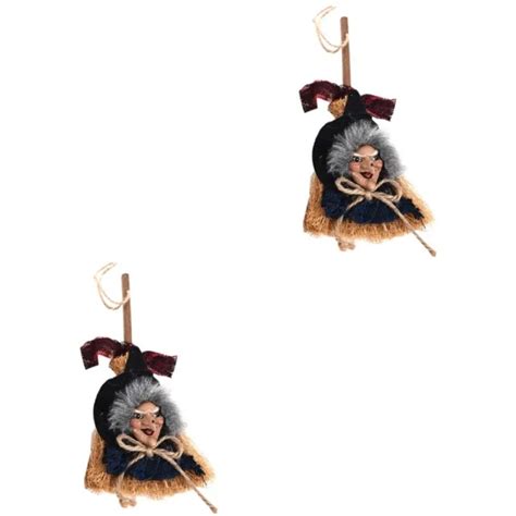 SET OF 2 En Bois Déguisement De Sorcière Femme Décoration D halloween