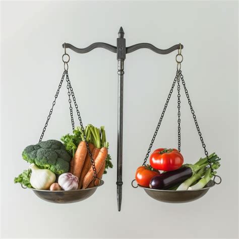 Vegetables On Scales Healthy Food Dieting Concept Premium Ai Generated Image