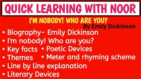 I M Nobody Who Are You Emily Dickinson Biography Line By Line Analysis