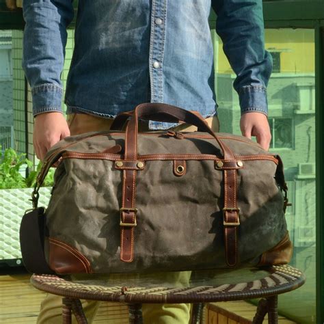 Handmade Vintage Look Waxed Canvas Duffel Bag By Eazo Canvas Duffel