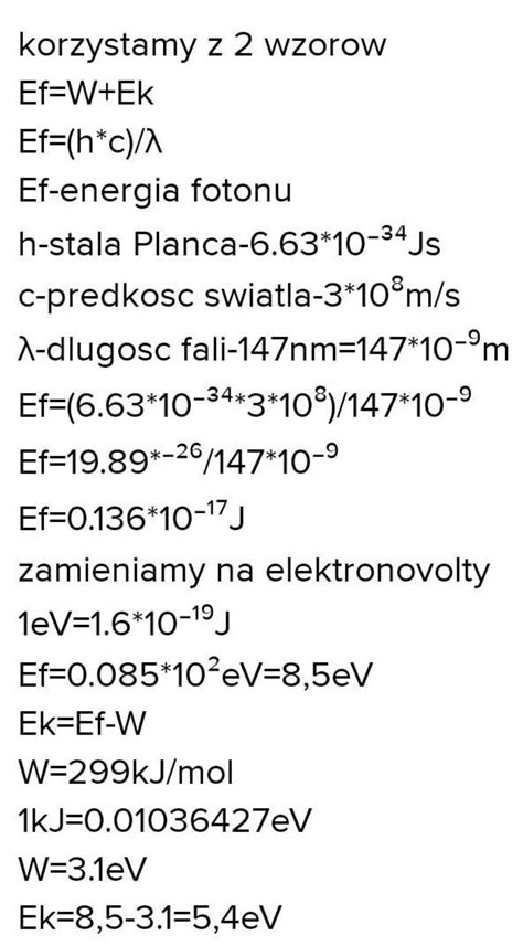 Oblicz Maksymaln Mo Liw Do Uzyskania Energie Elektronu Wybijanego